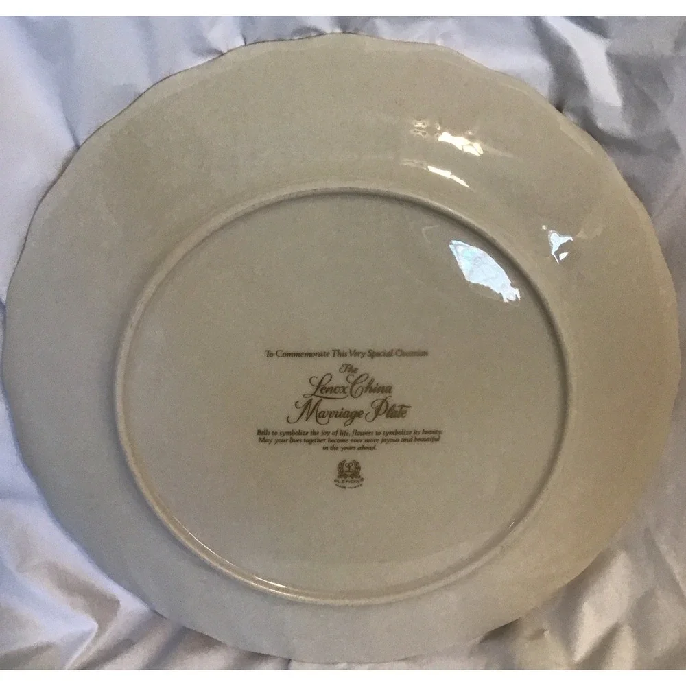 Vintage Lenox China Marriage Wedding Anniversary Gift‎ Bells and Flowers Plate